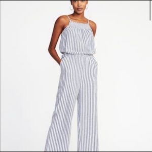 Old Navy Small Striped Blue & White Jumpsuit